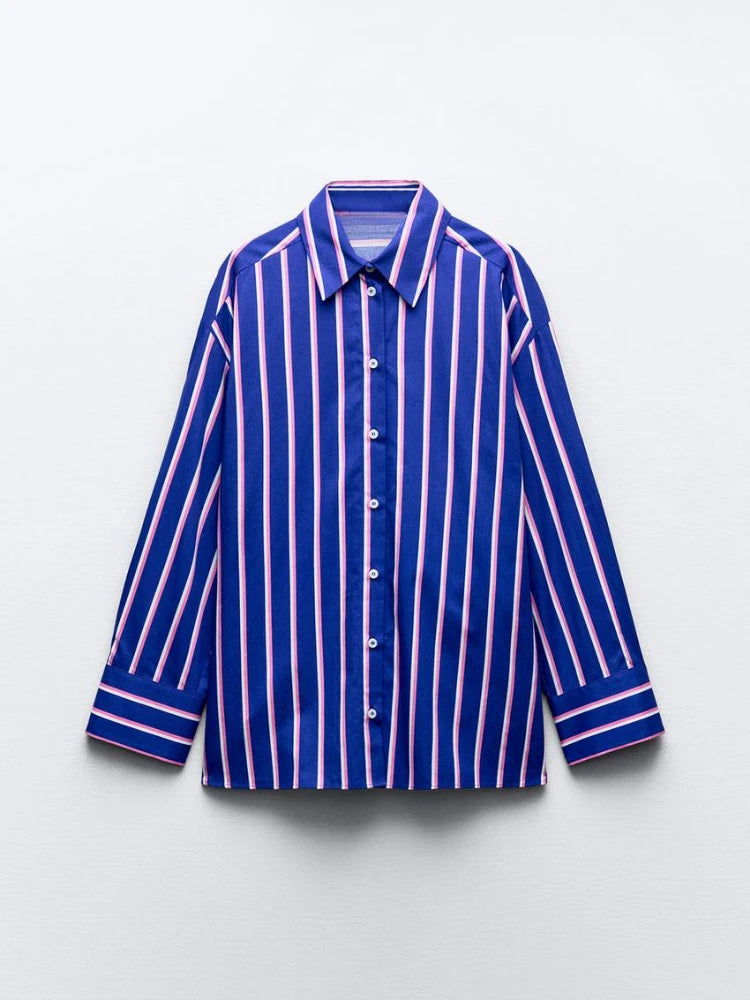 Oversized Striped Shirt Pants Suit