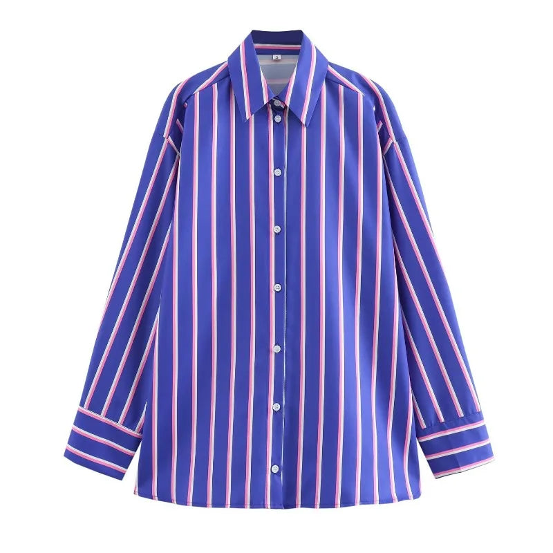 Oversized Striped Shirt Pants Suit